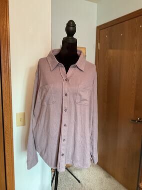 32 Degrees Heat Women's Cozy Knit Button Up Shirt Mauve Pink 4-Way Stretch XXL